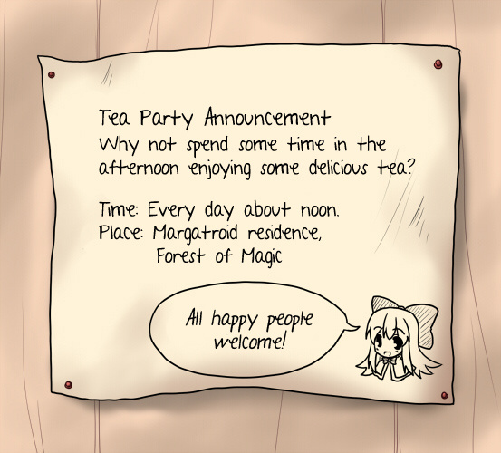 Touhou - Alice No Ochakai (Doujinshi) - Chapter 0: Tea Party Announcement