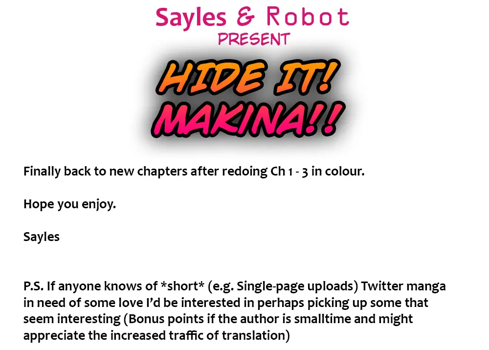 Kakushite! Makina-San!! - Chapter 4: Makina-San Can't Hide