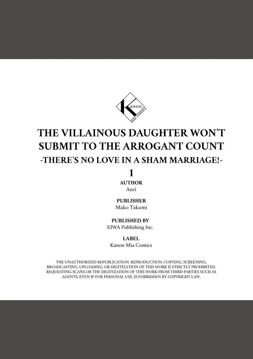 The Villainous Daughter Won’t Submit To The Arrogant Count -There’s No Love In A Sham Marriage! - Chapter 1