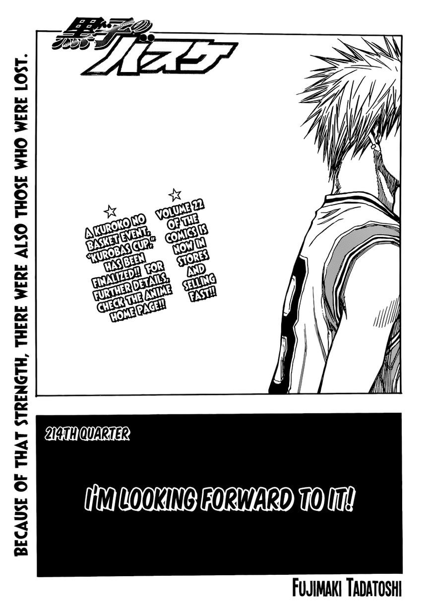 Kuroko No Basket - Vol.20 Chapter 214 : I'm Looking Forward To It !