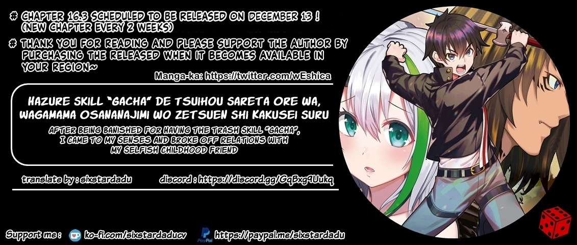 Hazure Skill “Gacha” De Tsuihou Sareta Ore Wa, Wagamama Osananajimi Wo Zetsuen Shi Kakusei Suru - Chapter 16.2