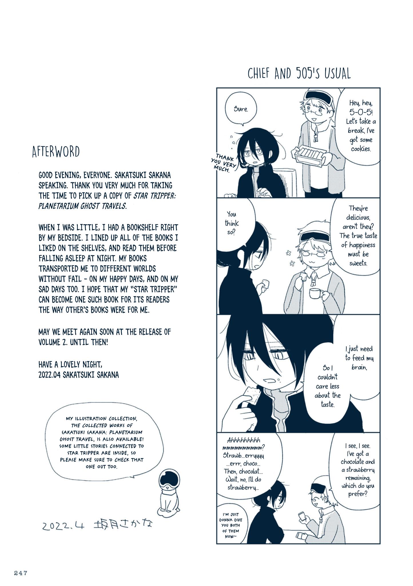 Star Tripper: Planetarium Ghost Travel - Vol.1 Chapter 5.5: Volume 1 Omake + Afterword