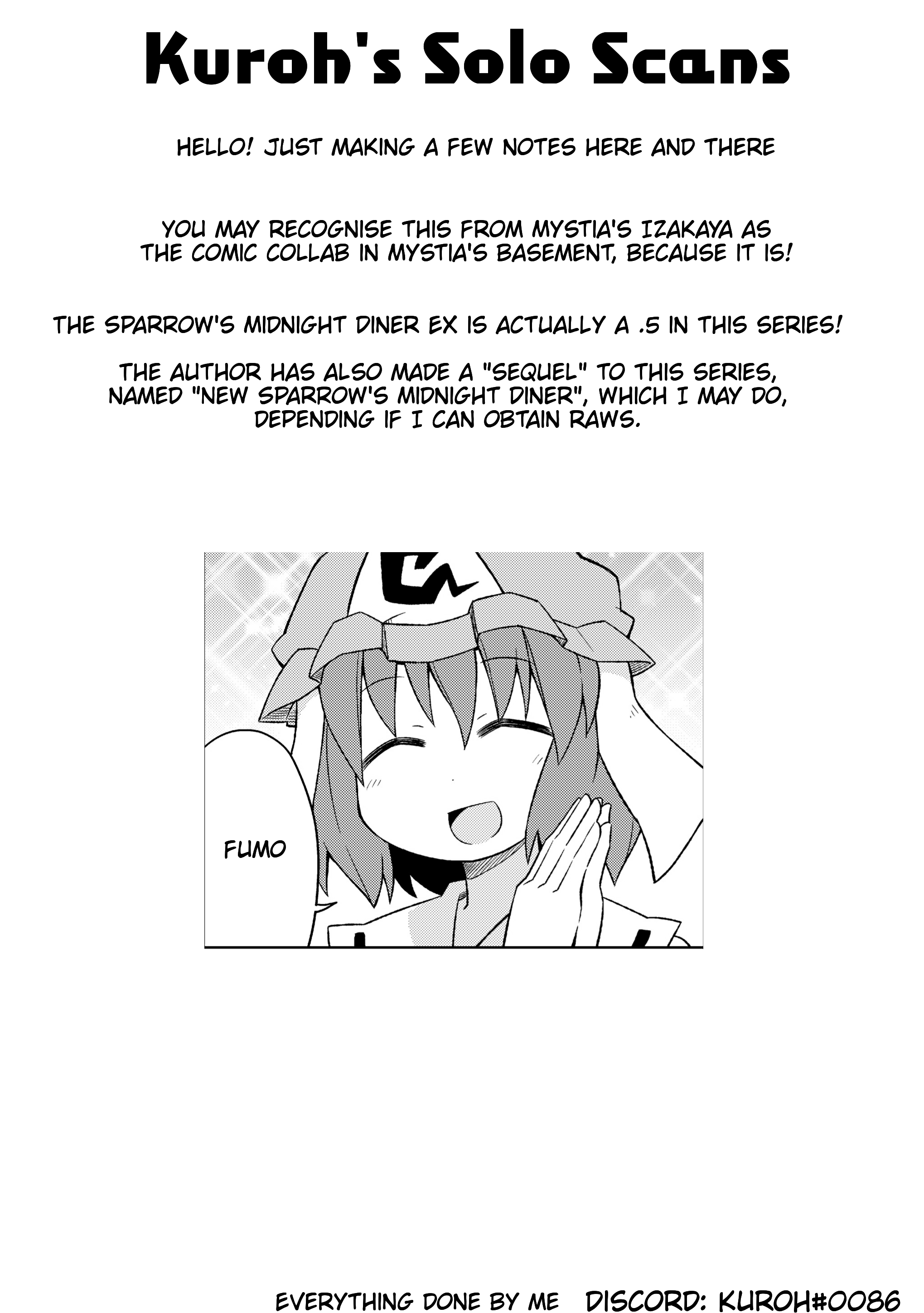 Touhou - The Sparrow's Midnight Dining (Doujinshi) - Vol.1 Chapter 1: Night 1 - Favourite Meat