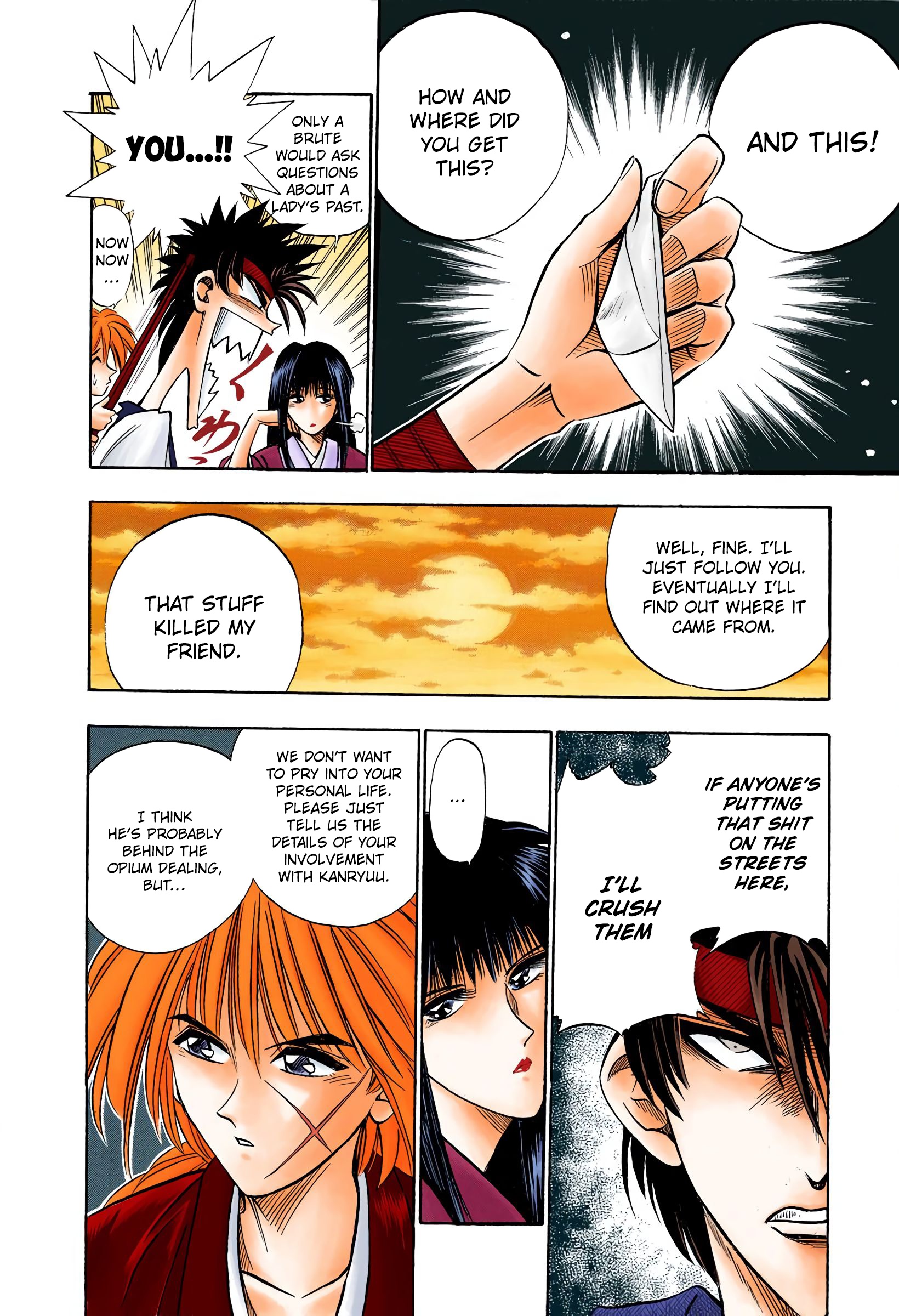 Rurouni Kenshin: Meiji Kenkaku Romantan - Digital Colored Comics - Vol.3 Chapter 16: Megumi, Kanryuu, And