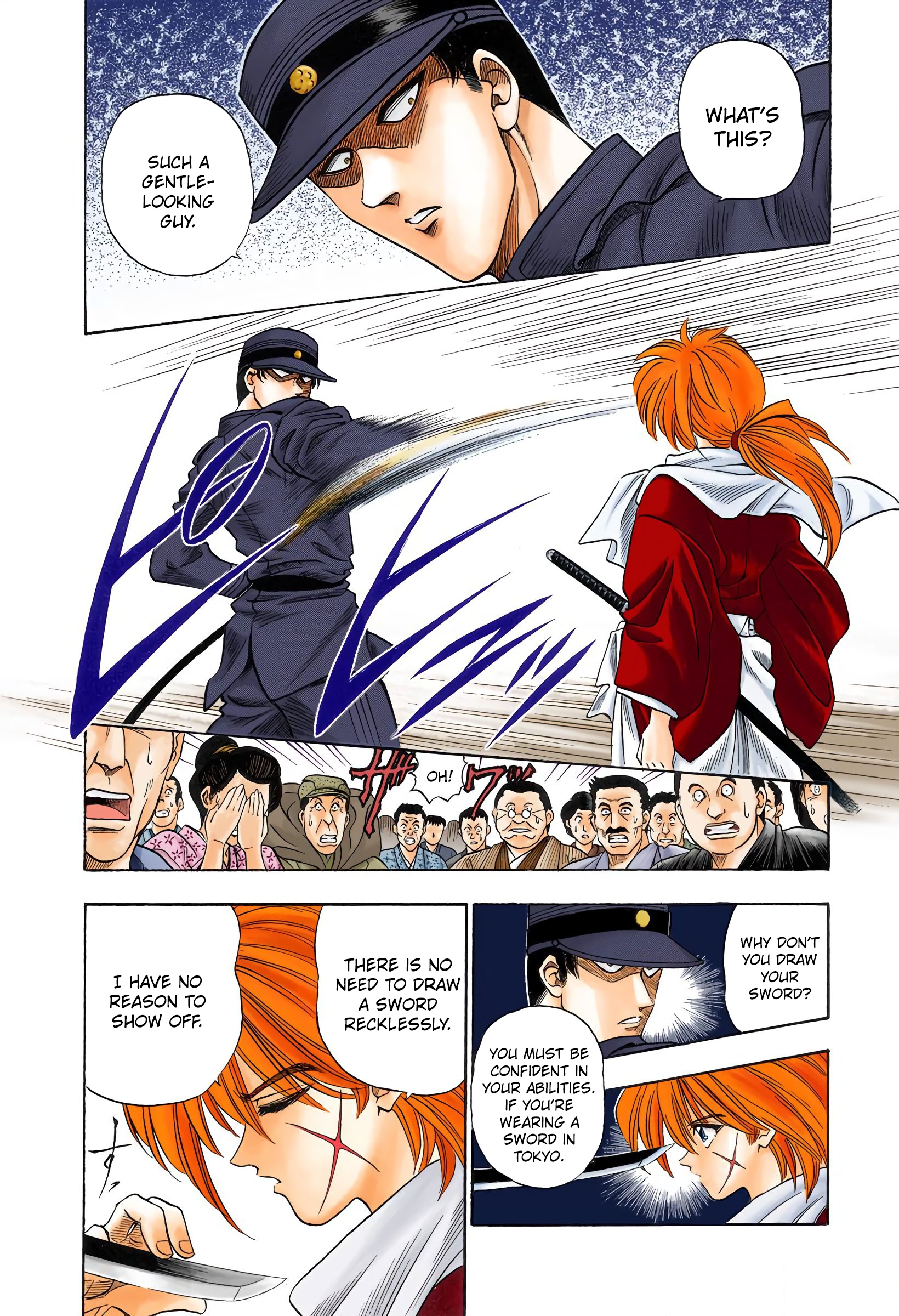 Rurouni Kenshin: Meiji Kenkaku Romantan - Digital Colored Comics - Vol.1 Chapter 2: Rurouni In The City