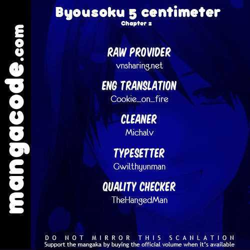 Byousoku 5 Centimeter - Vol.1 Chapter 2 : Uneasiness