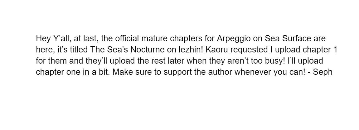 Arpeggio On Sea Surface - Notice. : Mature Official Chapters