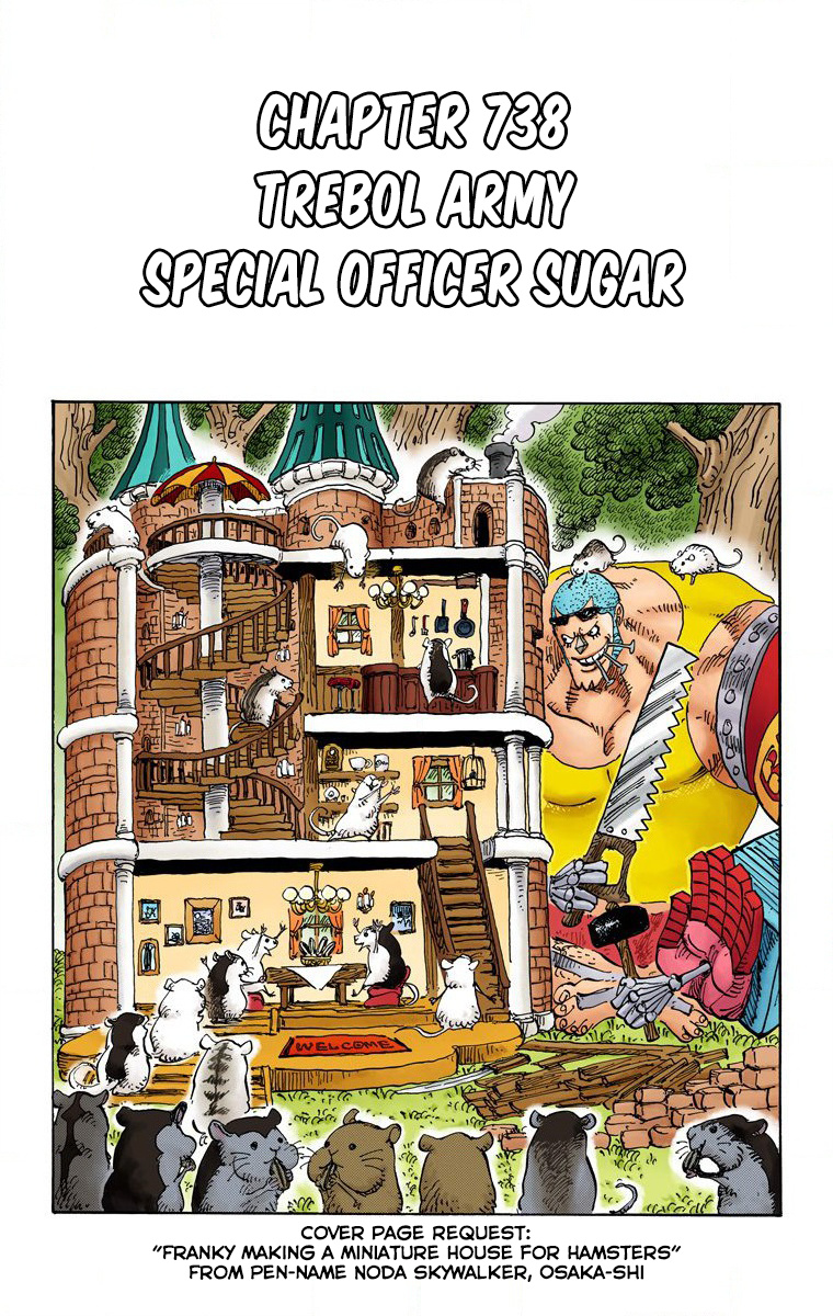 One Piece - Digital Colored Comics - Vol.74 Chapter 738: Trebol Army Special Officer Sugar