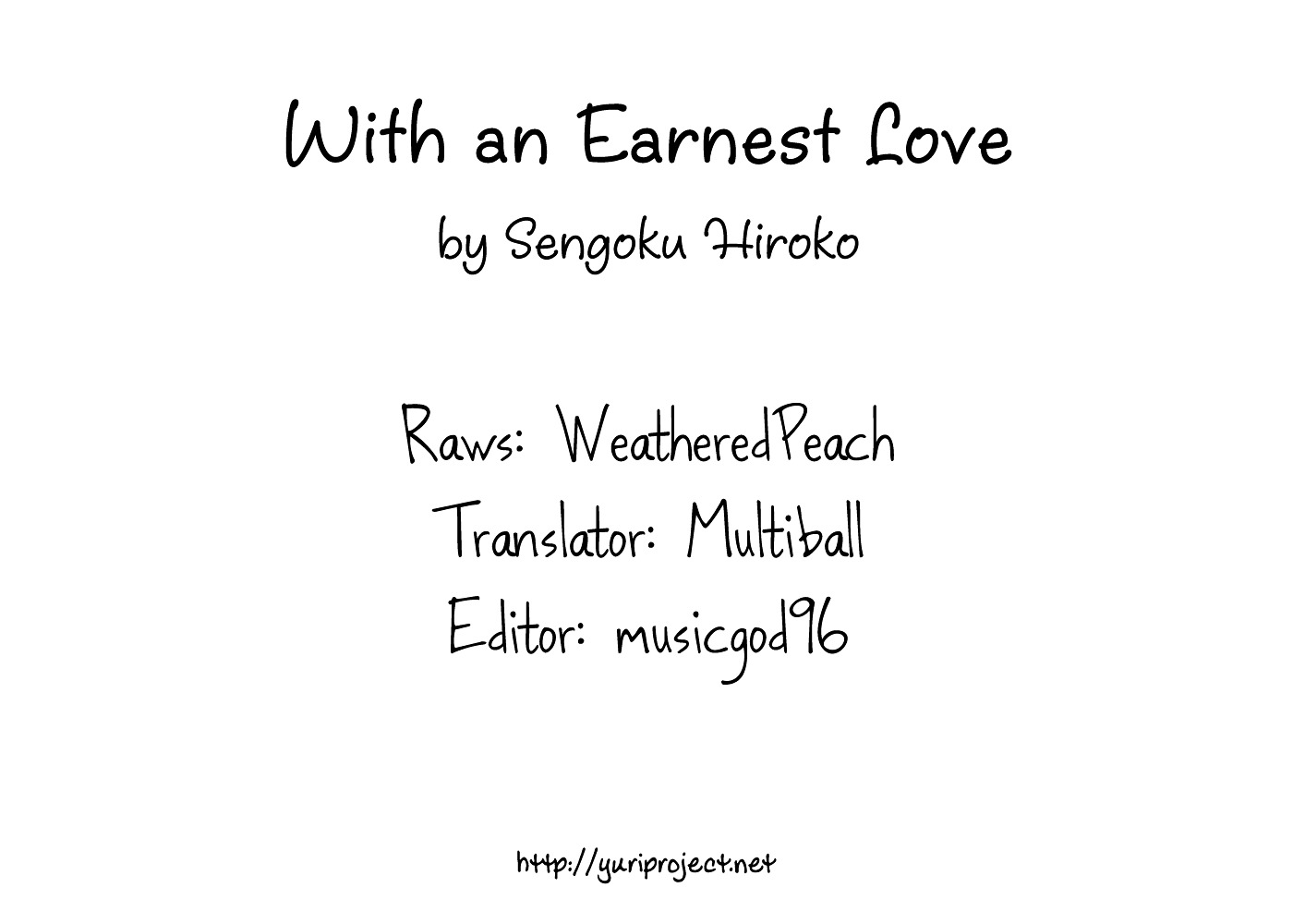 With An Earnest Love - Chapter 0 : [Oneshot]