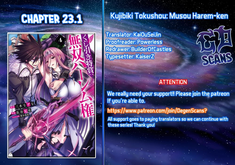 Kujibiki Tokushou Musou Harem-Ken - Chapter 23.1: The 777X Man Falls In The Flames! Part 1