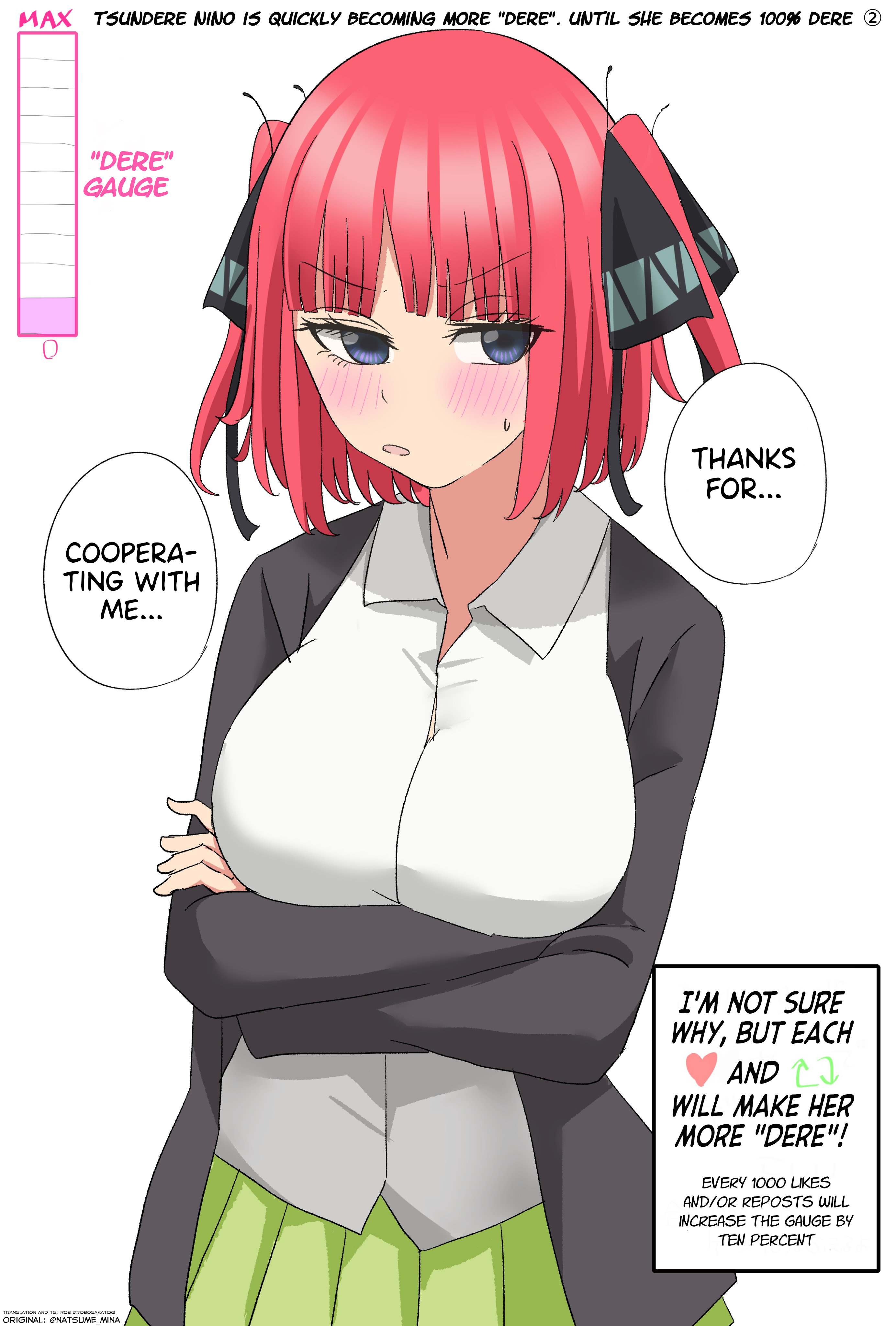 5Toubun No Hanayome - Tsundere Nino Rapidly Becomes More And More "Dere" Through Likes And Reposts (Doujinshi) - Chapter 2: Tsundere Nino Is Quickly Becoming More "Dere". Until She Becomes 100% Dere ②