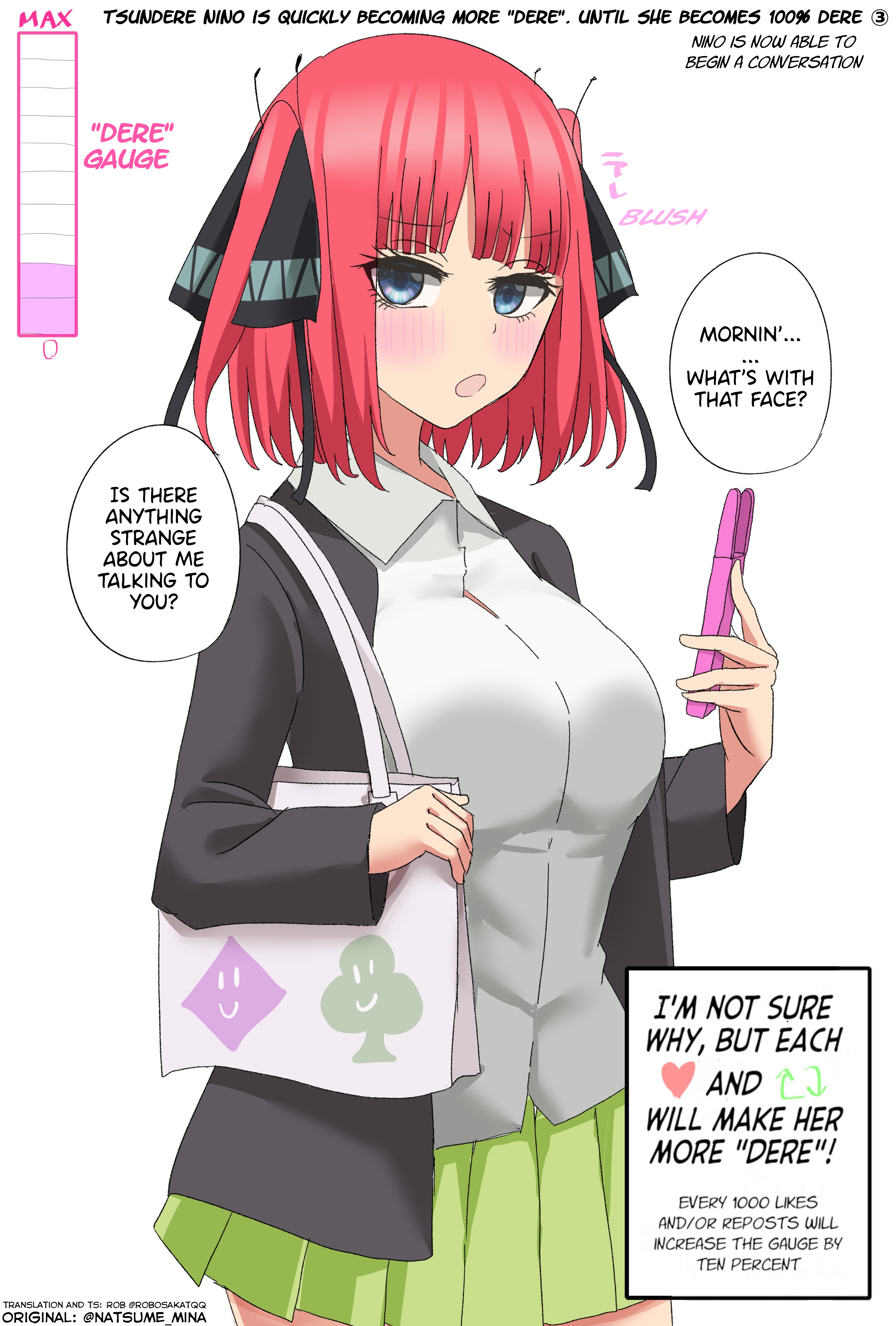 5Toubun No Hanayome - Tsundere Nino Rapidly Becomes More And More "Dere" Through Likes And Reposts (Doujinshi) - Chapter 3: Tsundere Nino Is Quickly Becoming More "Dere". Until She Becomes 100% Dere ③