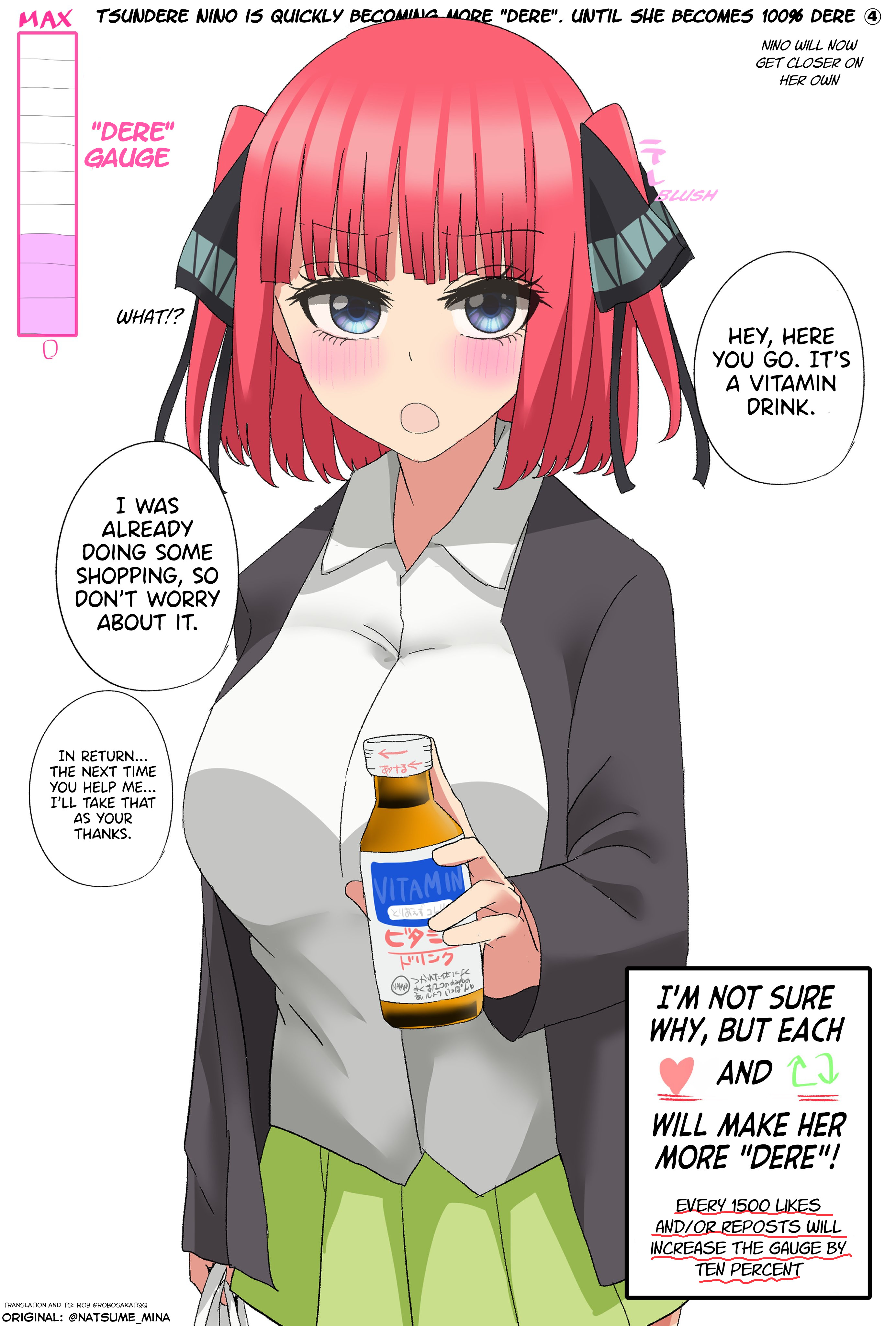 5Toubun No Hanayome - Tsundere Nino Rapidly Becomes More And More "Dere" Through Likes And Reposts (Doujinshi) - Chapter 4: Tsundere Nino Is Quickly Becoming More "Dere". Until She Becomes 100% Dere ④