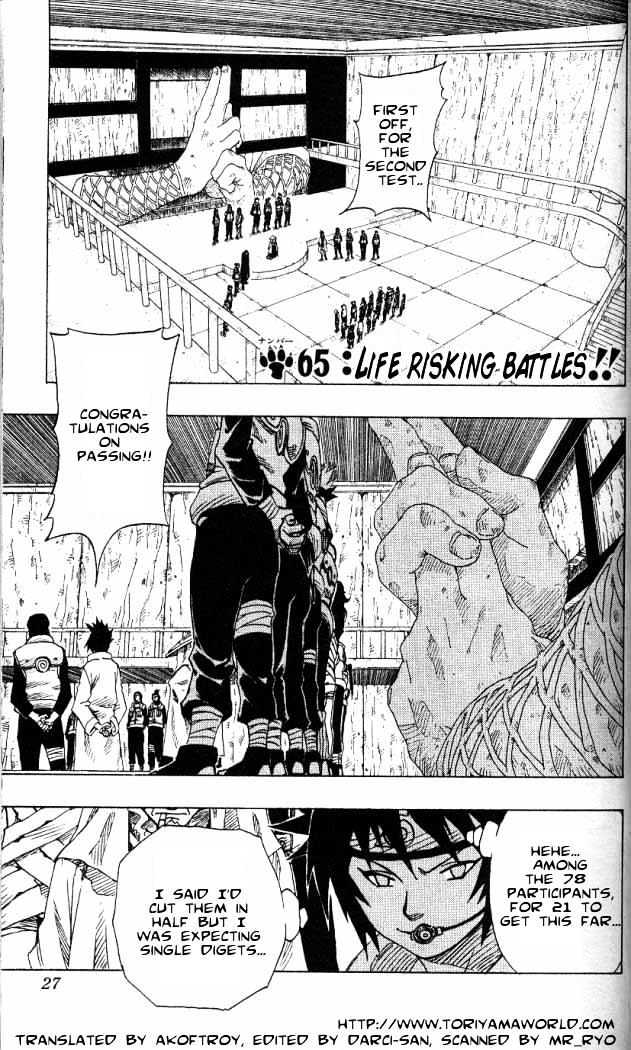 Naruto - Vol.8 Chapter 65 : Life Risking Battles!!