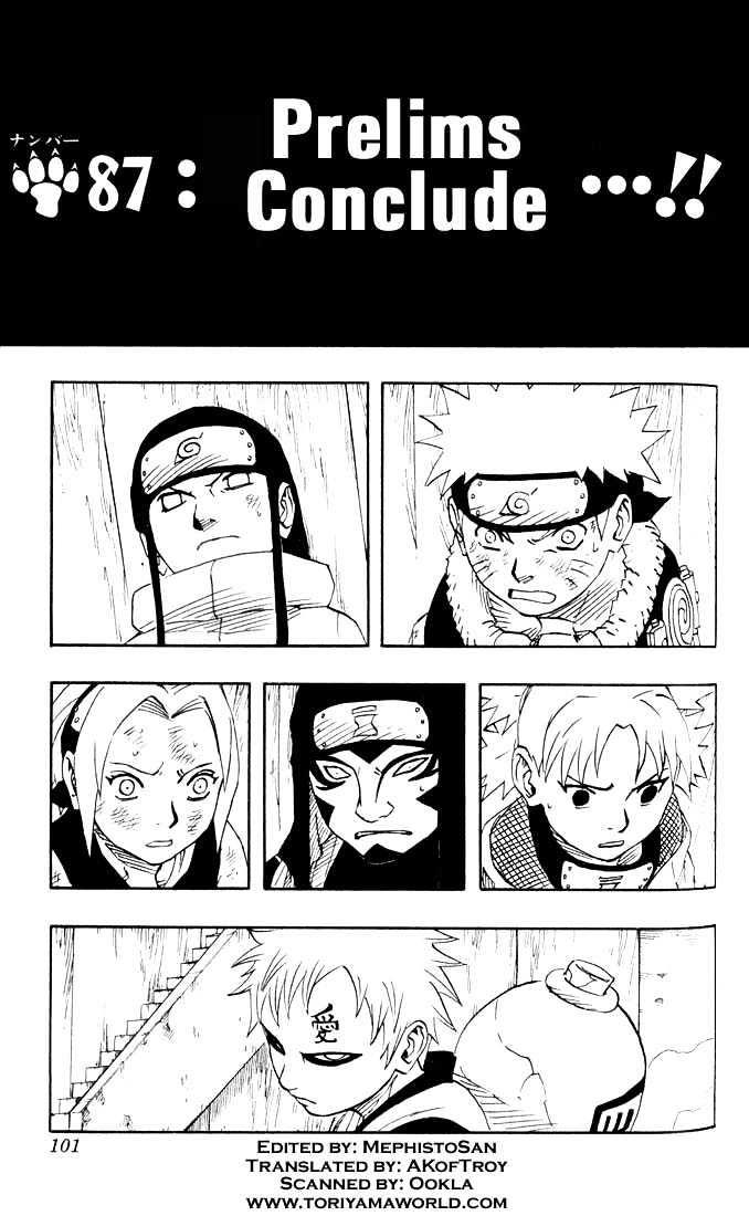 Naruto - Vol.10 Chapter 87 : Prelims Conclude...!!