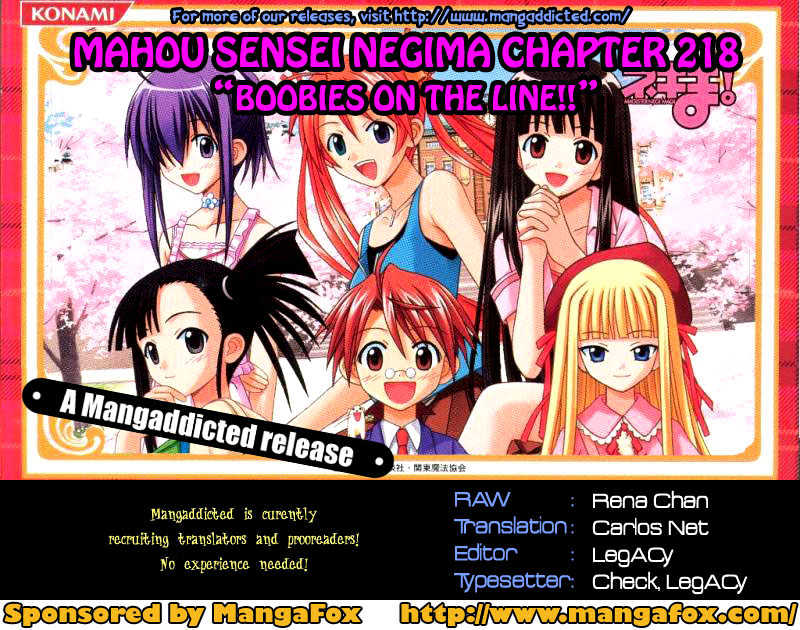 Mahou Sensei Negima! - Vol.24 Chapter 218 : Boobies In Peril!!