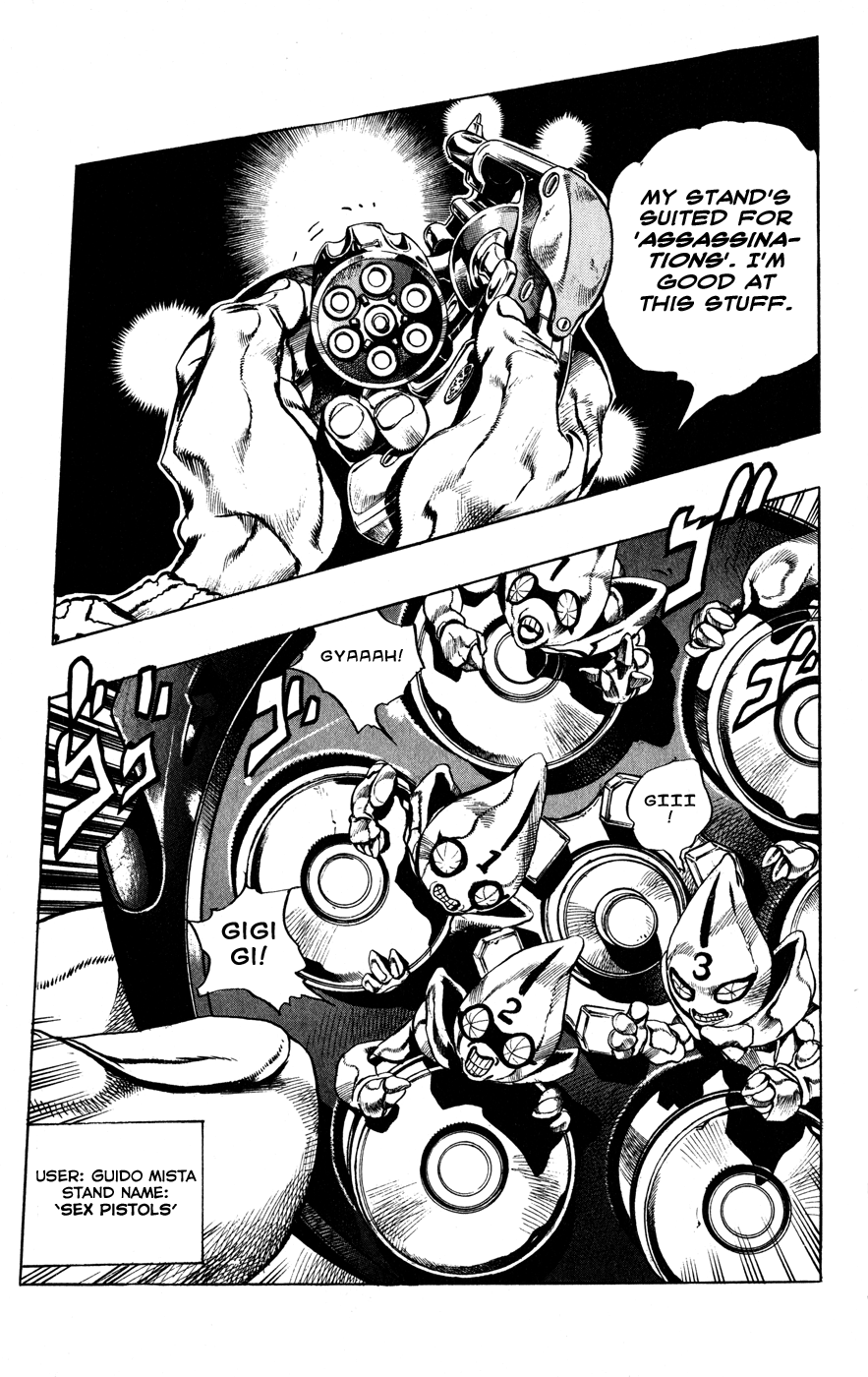 Jojo's Bizarre Adventure Part 5 - Vento Aureo - Vol.3 Chapter 23: Sex Pistols Appear! Part 1