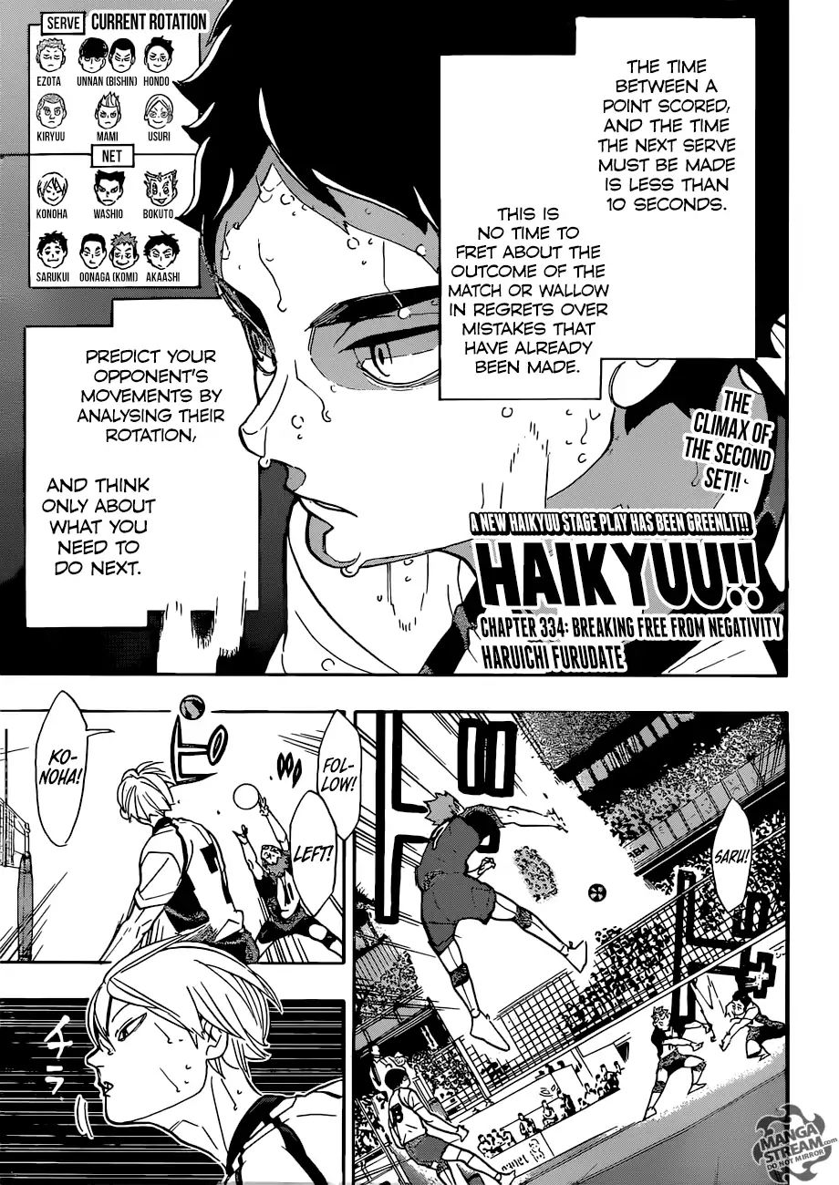 Haikyuu!! - Chapter 334: Breaking Free From Negativity Haruichi Furudate