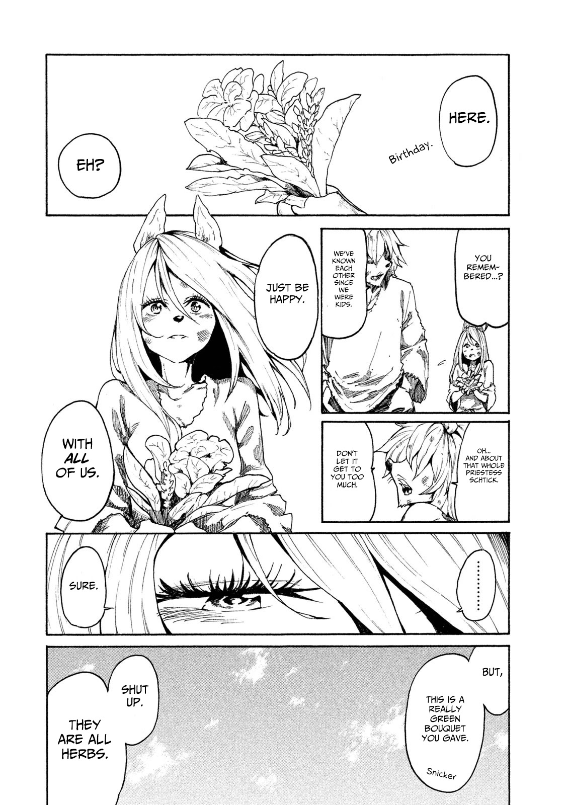 Mazumeshi Elf To Youbokugurashi - Chapter 8: The Holy Priestess And The World