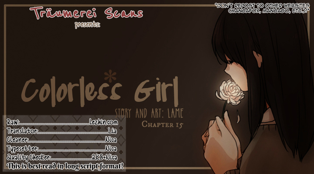 Colorless Girl - Chapter 15 : Saturday, November 9Th [End]