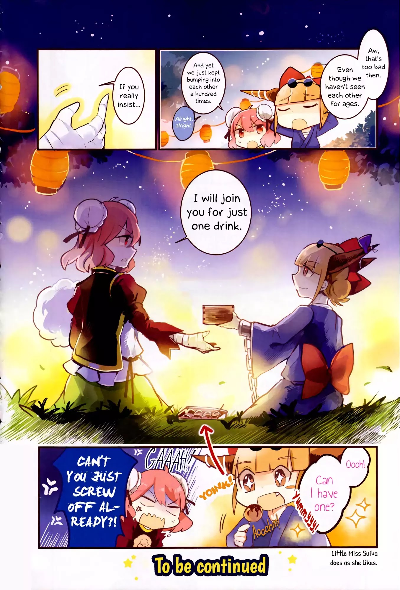 Touhou Ibarakasen - Wild And Horned Hermit - Chapter 20.1: Tiny Business Travel Edition 7: Kasen And Suika And The Tori No Hi