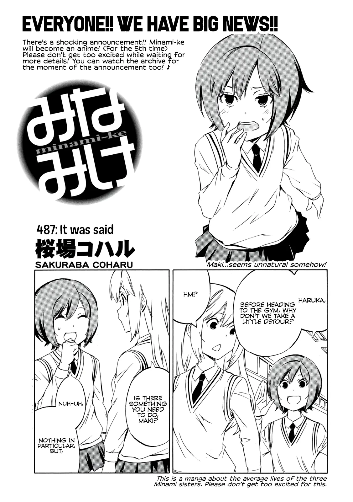 Minami-Ke - Chapter 487: It Was Said