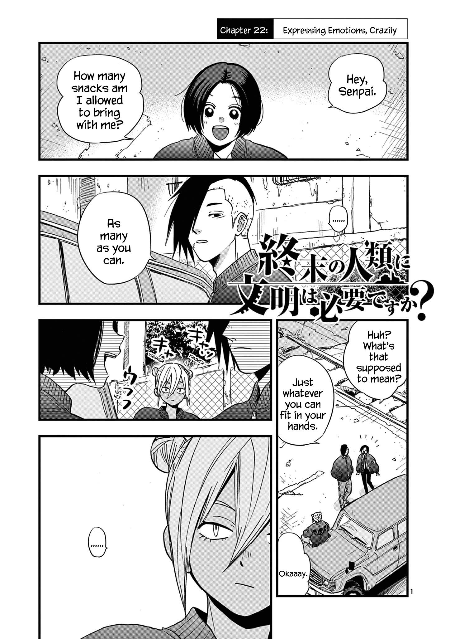 Shuumatsu No Jinrui Ni Bunmei Wa Hitsuyou Desu Ka? - Chapter 22: Expressing Emotions, Crazily