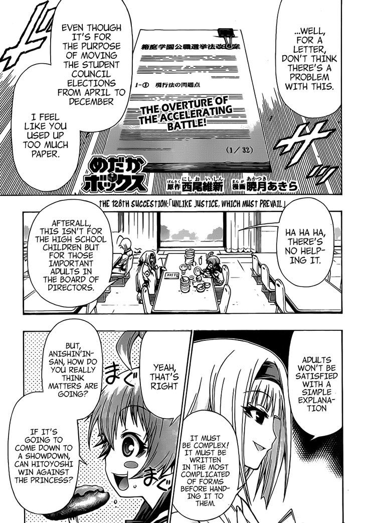 Medaka Box - Vol.15 Chapter 128 : Unlike Justice Which Must Prevail