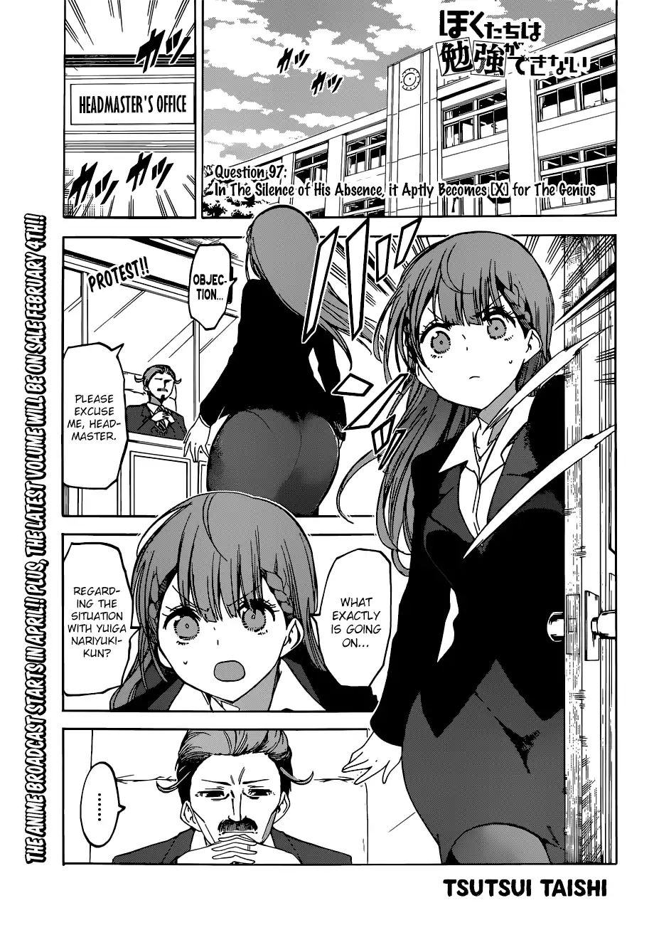 Bokutachi Wa Benkyou Ga Dekinai - Chapter 97: In The Silence Of His Absence, It Aptly Becomes [X] For The Genius