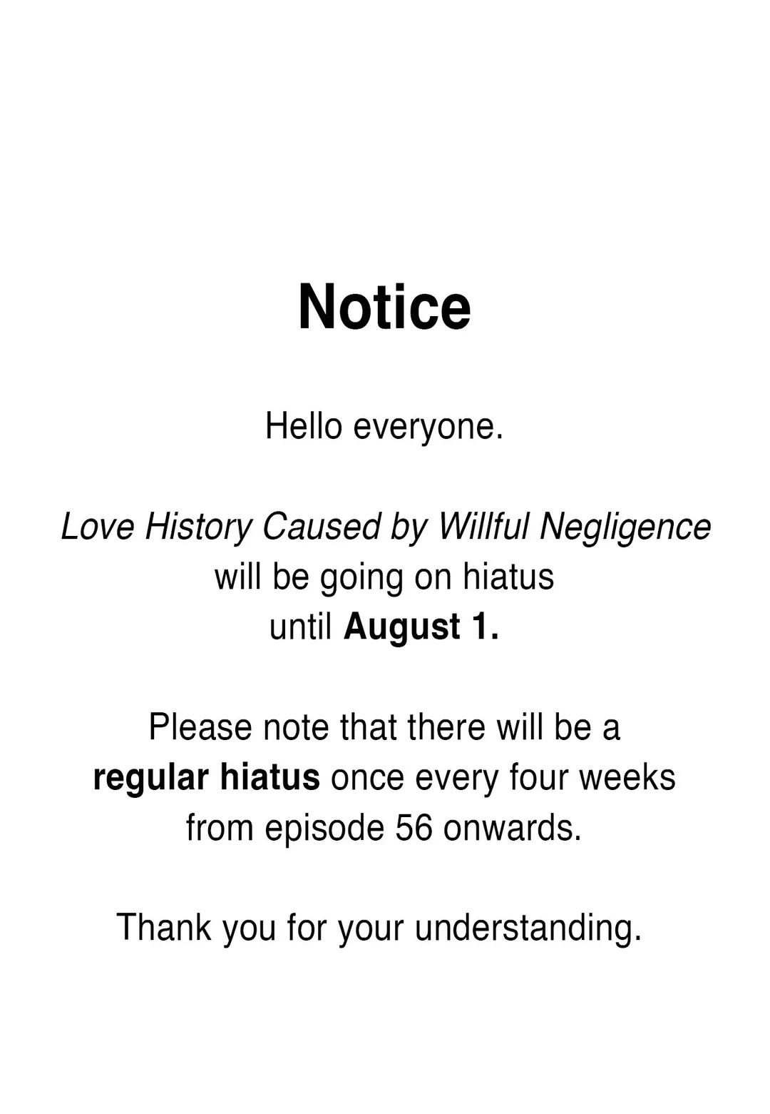 Love History Caused By Willful Negligence - Hitaus. : + New Schedule